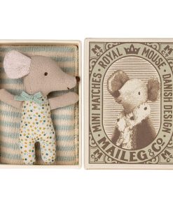 Sleepy/Wakey Baby Mouse in Matchbox – Blue